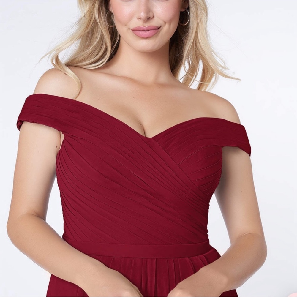 Azazie audrianna burgundy Maxi dress Formal Evening Bridesmaid - Picture 2 of 13